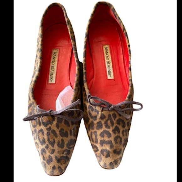 Manolo Blahnik Animal Print Suede Flats - 37 - Picture 1 of 7
